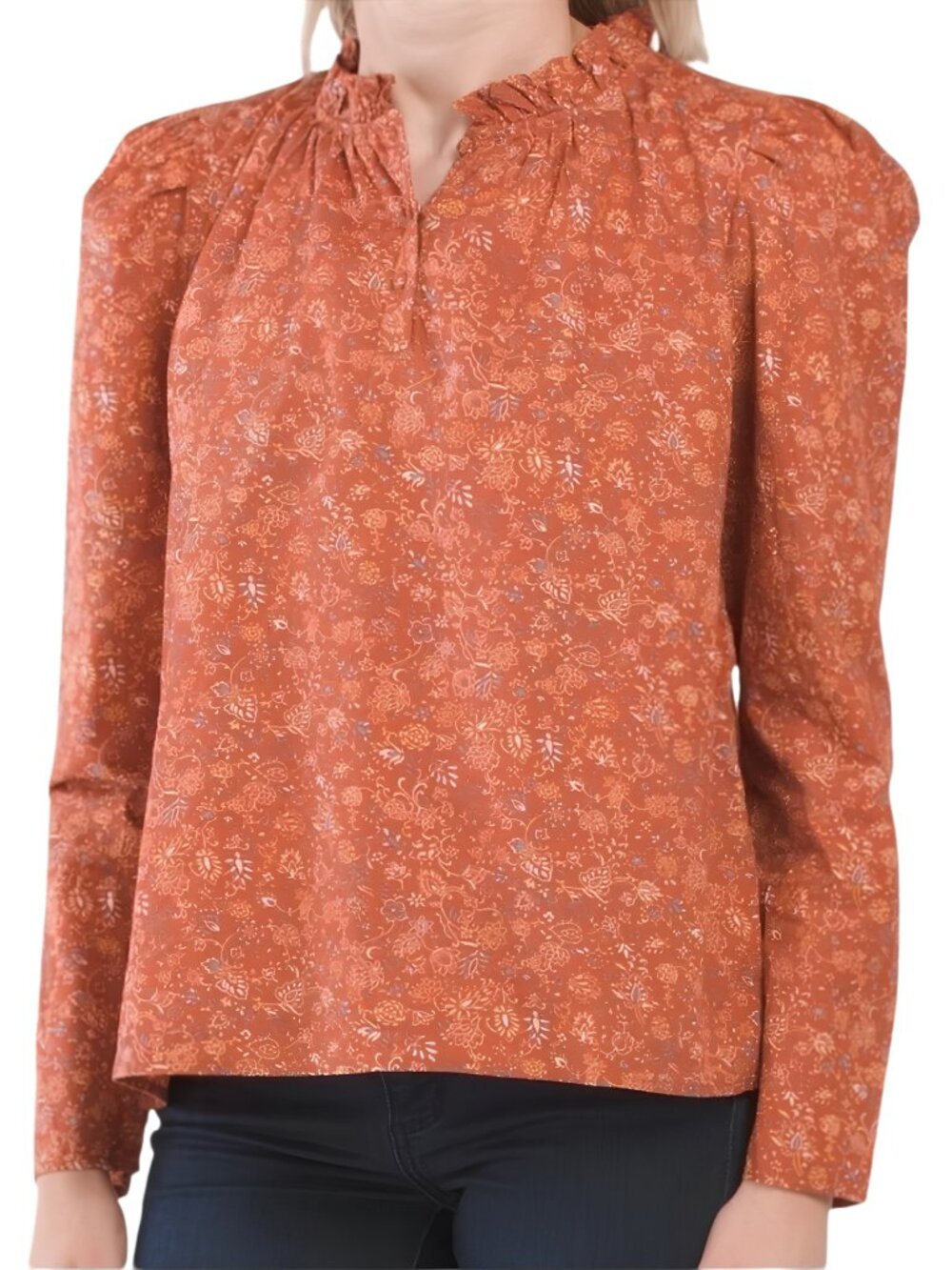 NWT House of Harlow 1960 Revolve Boho Long Sleeve Floral Top Willis Rust X Large